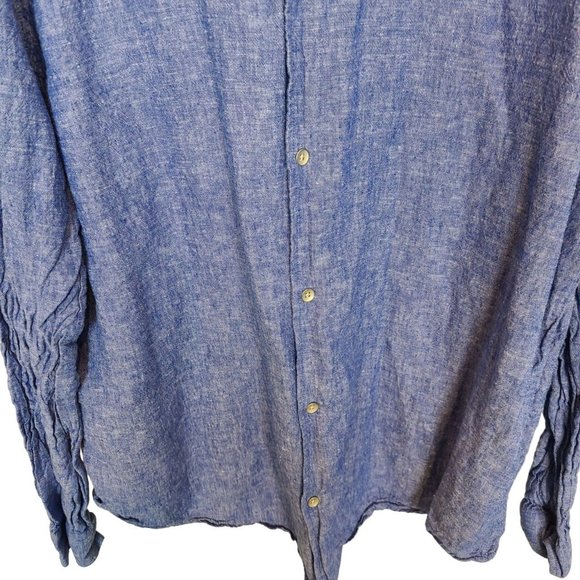 INC International Concepts Mens XL Blue Linen Blend Long Sleeves Button Up Shirt - Picture 3 of 8